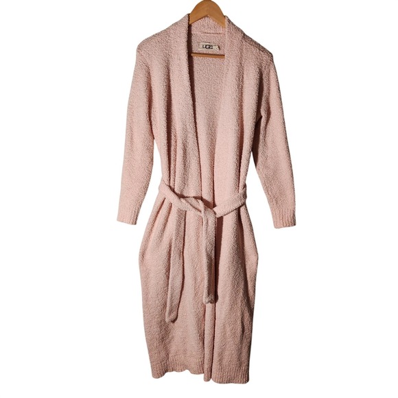 UGG Other - UGG Lenny Robe XS Pink Popcorn Knit Belted Pockets Long